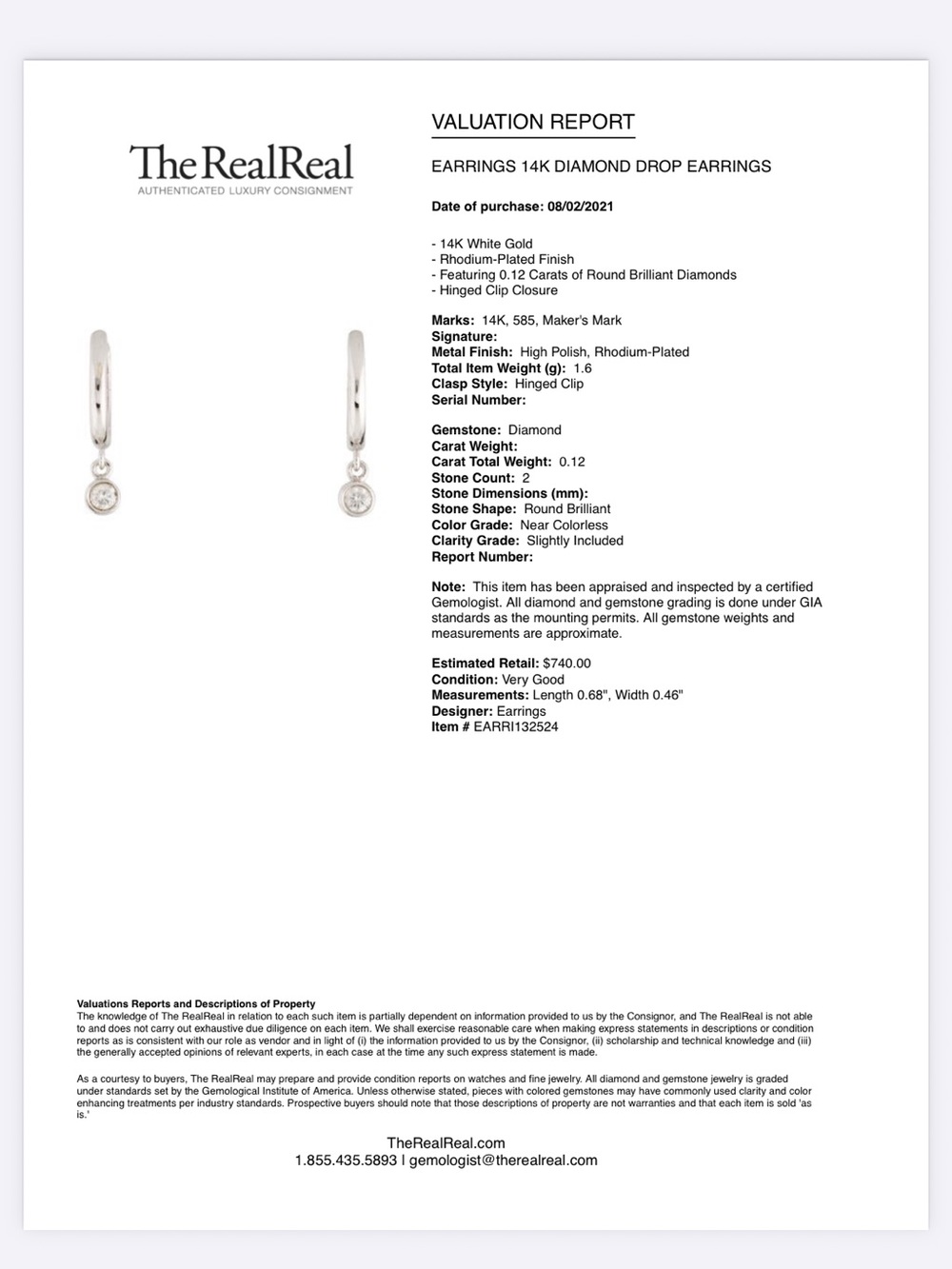 14k .12ctw Diamond Huggie Earrings in Rhodium Plated White Gold - Excellent Cond - Picture 7 of 7